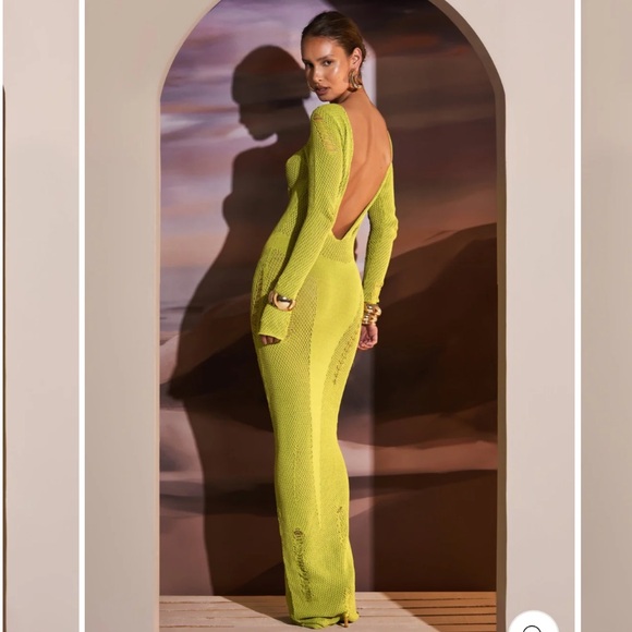 MURCI Knitted Dress in Chartreuse / Size S - Picture 4 of 5